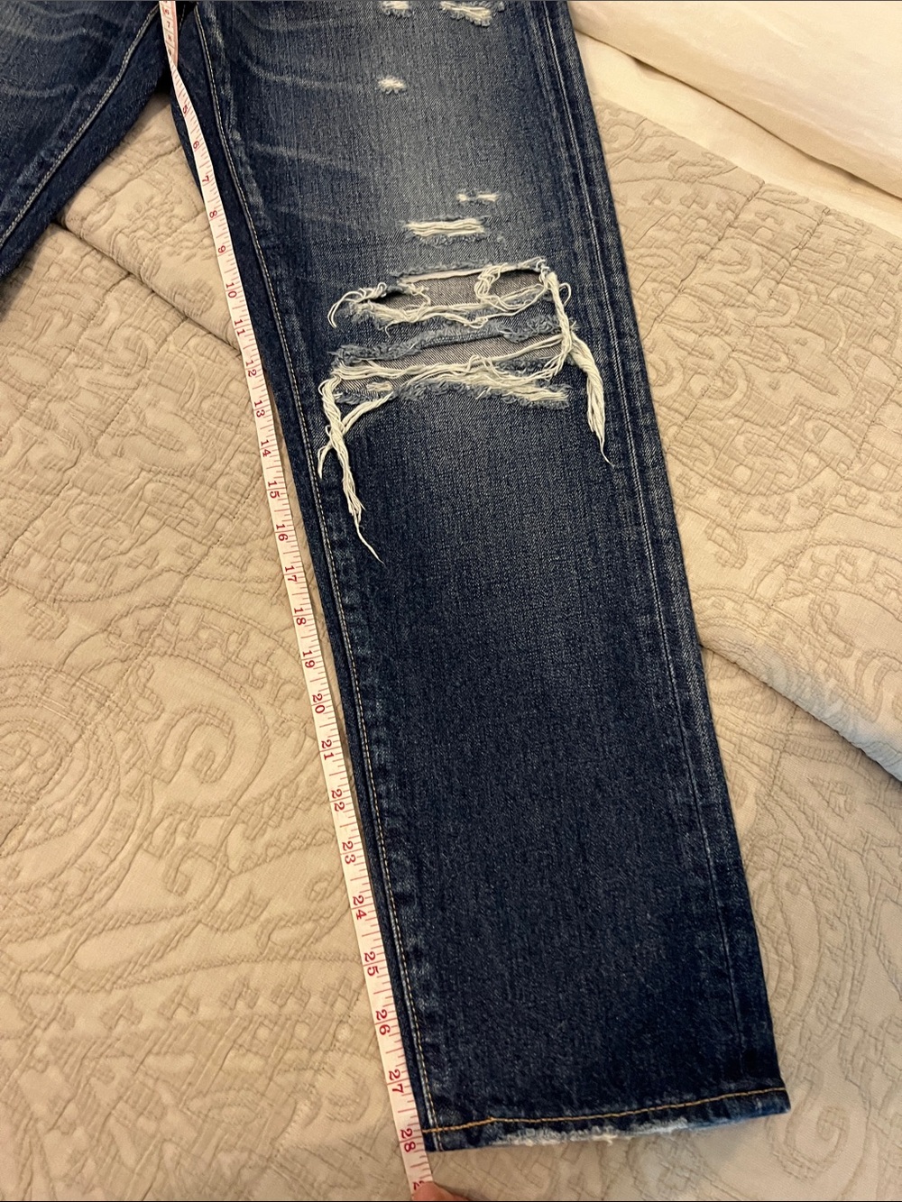 Moussy Women's Slim Straight Distressed Jeans - Dark Blue - Picture 7 of 8